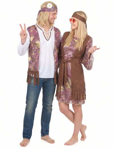 Dvojkostým hippie pár fialový pro dospělé