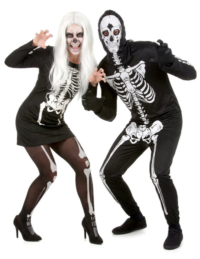 Párový kostým kostlivců na Halloween pro dospělé