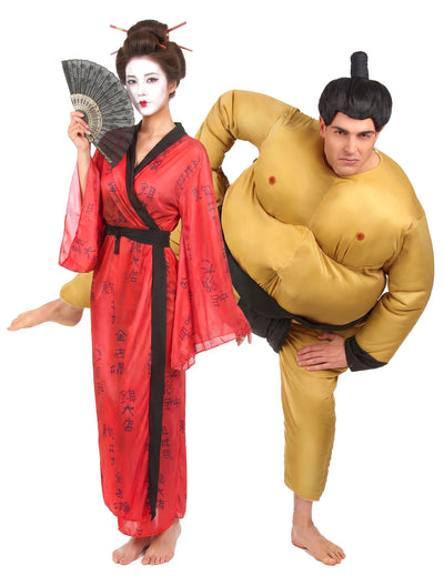 Párový kostým sumo a gejša pro dospělé