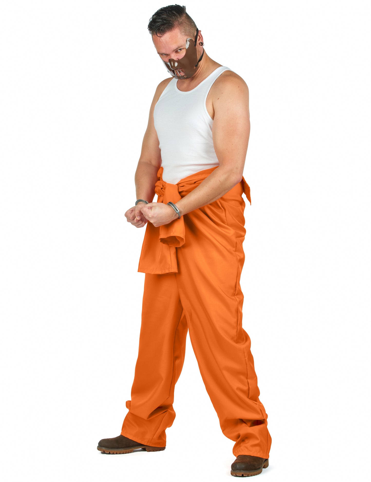 Vue de profil du déguisement de prisonnier cannibale pour homme