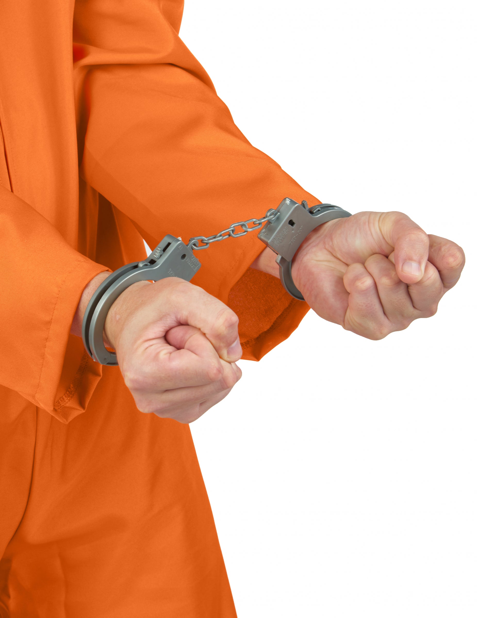 Gros plan sur les menottes du déguisement de prisonnier cannibale pour homme