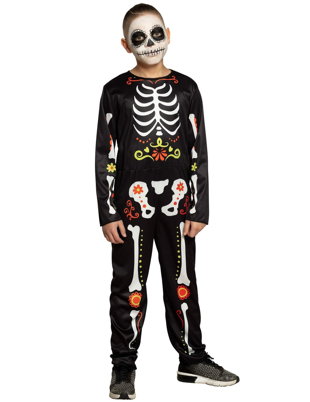 Kostým Día de los Muertos pro chlapec černá s barevnými vzory kostry