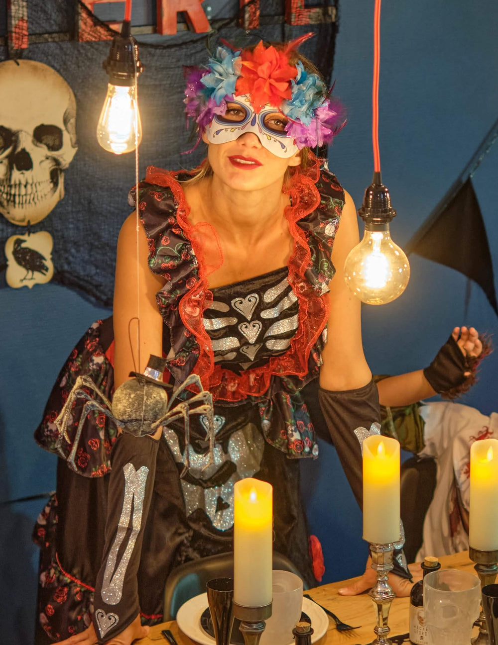 Prezentace kostýmu dia de los muertos pro ženu