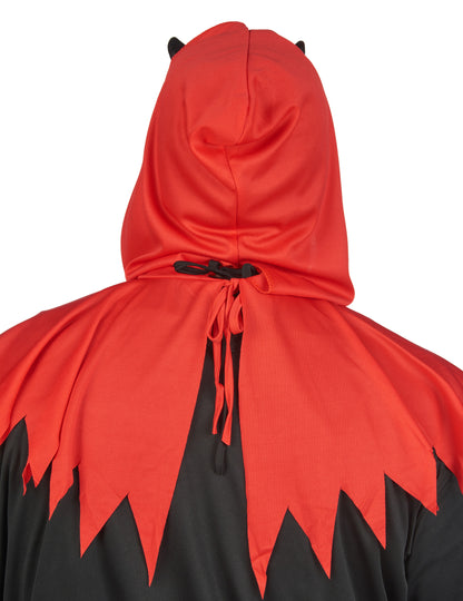 Vue de dos de la capuche du déguisement de diable des enfers
