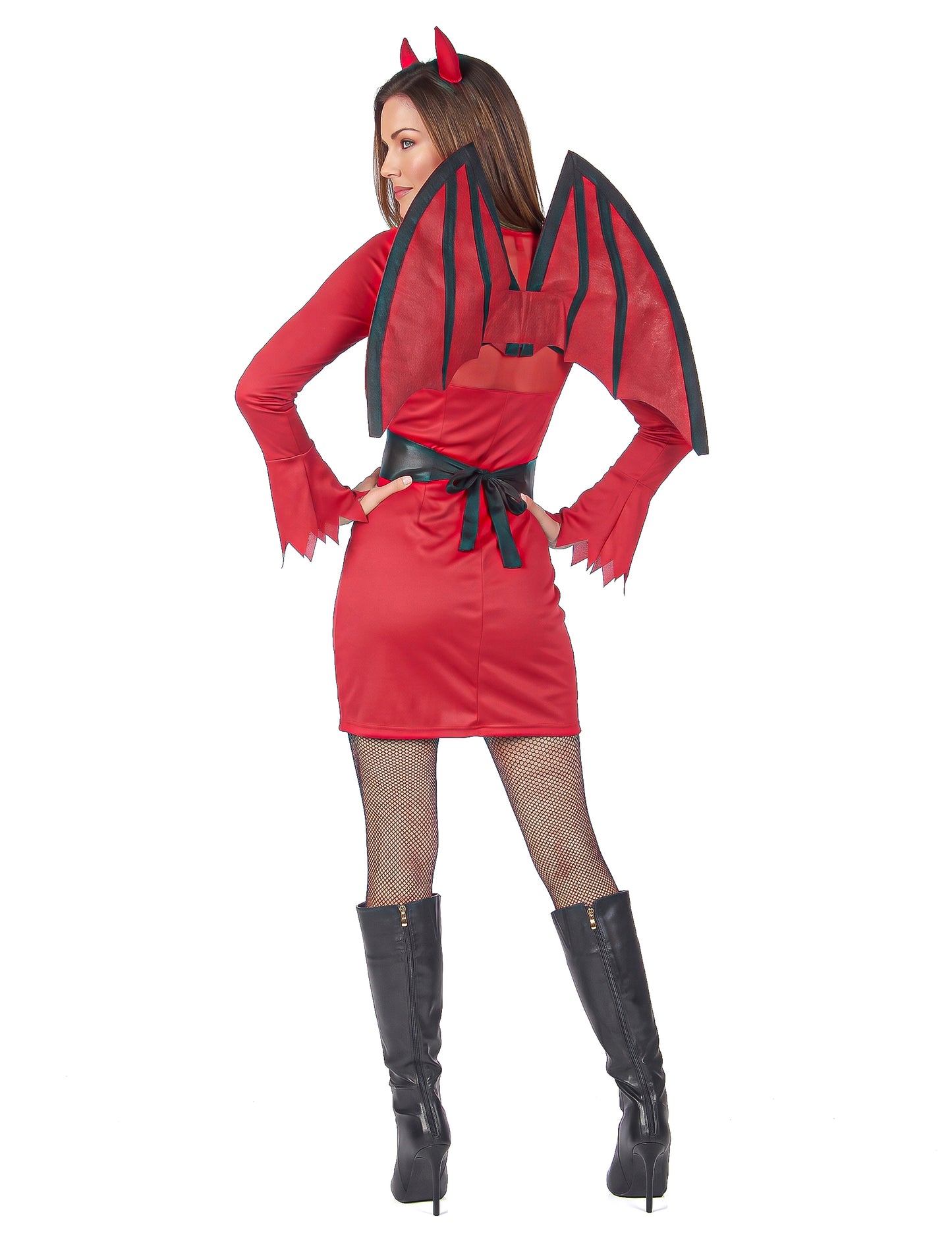 Dámský červenočerný ďábelský kostým pro Halloween