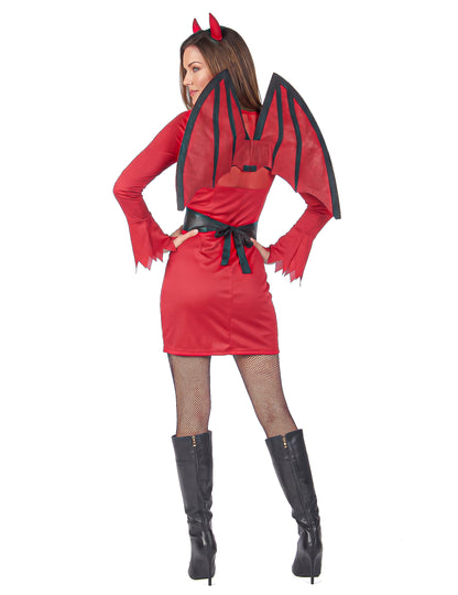 Dámský červenočerný ďábelský kostým pro Halloween