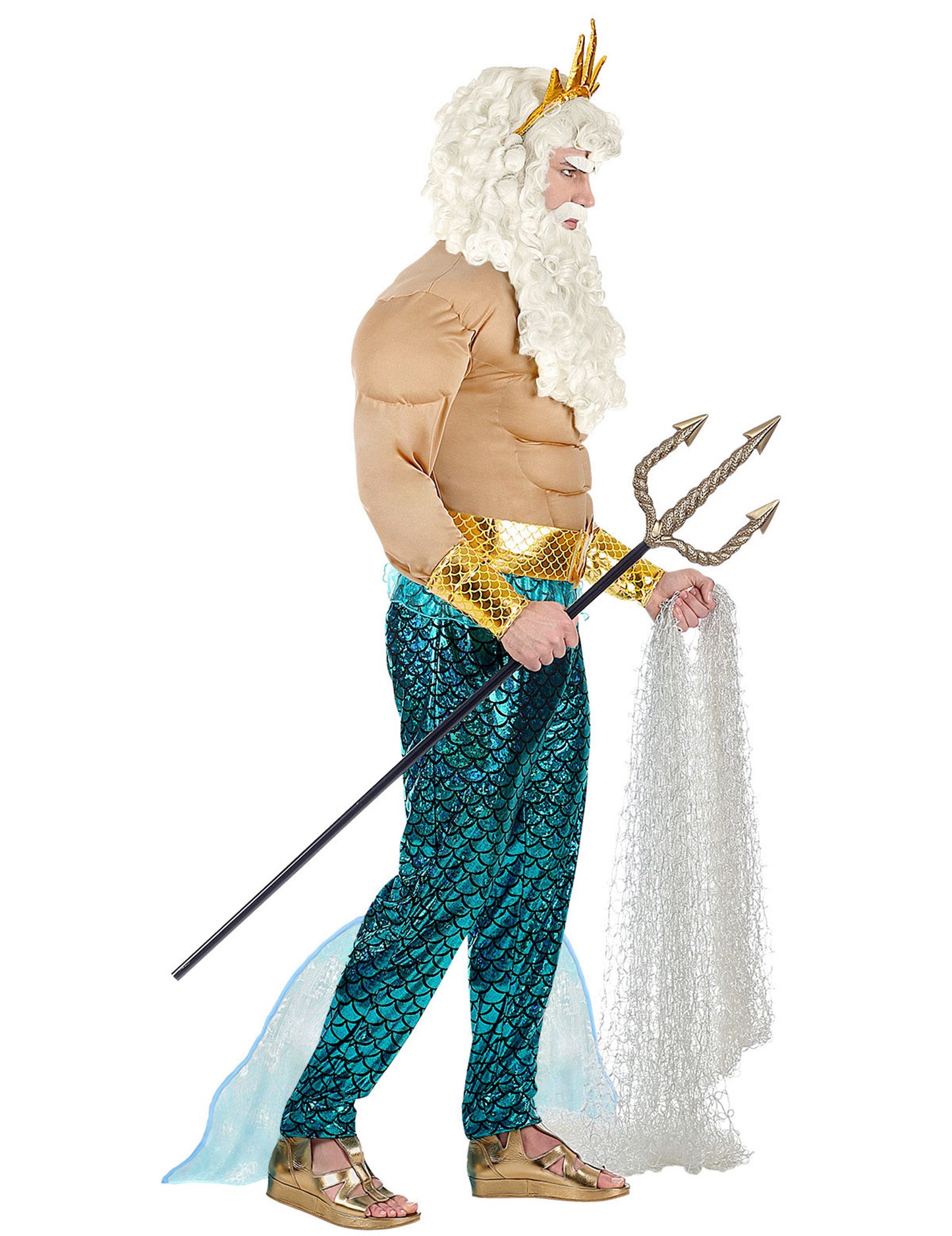 Vue de profil du déguisement dieu des mers pour adulte