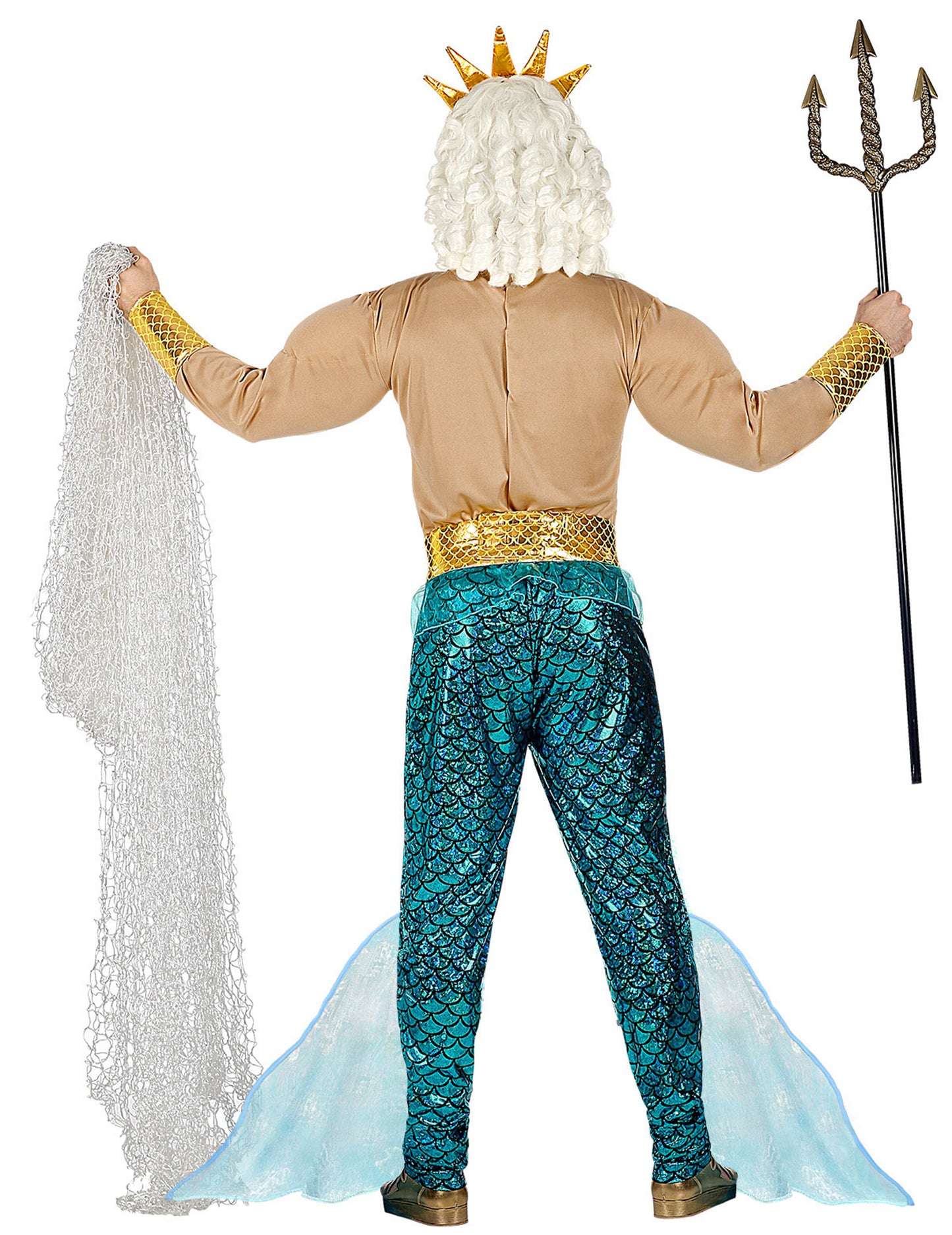 Vue de dos du déguisement dieu des mers pour adulte