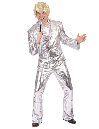 Pánský lesklý stříbrný disko kostým