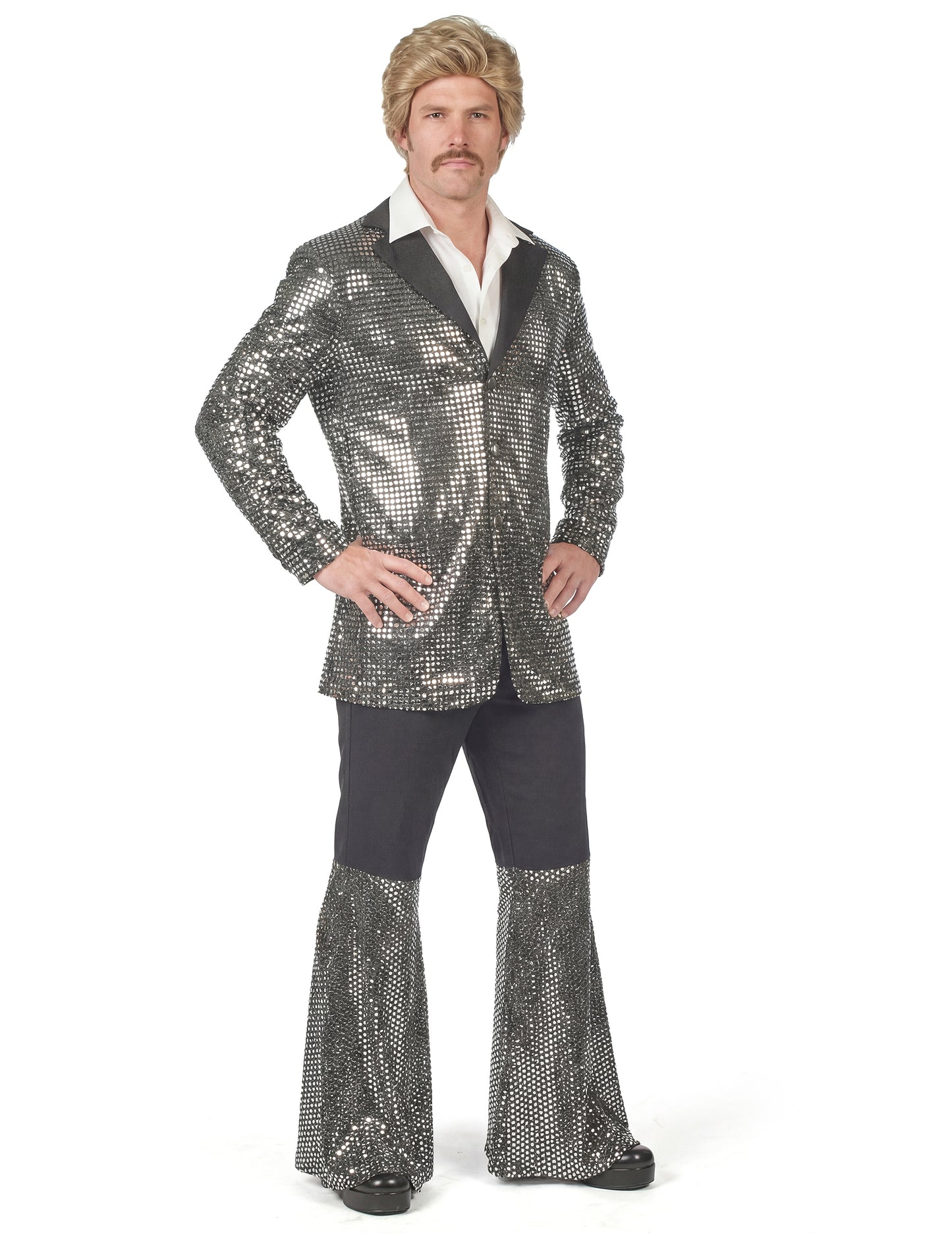 Špičkový pánský stříbrný disco kostým