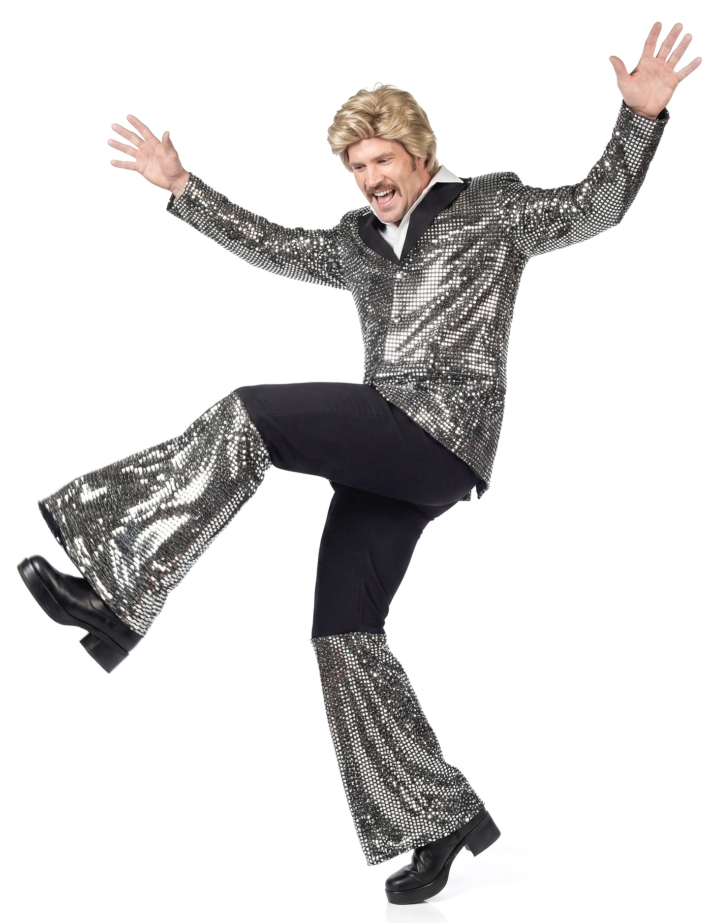 Špičkový pánský stříbrný disco kostým