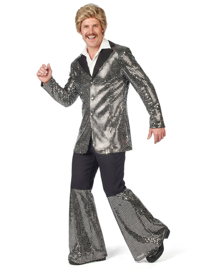 Špičkový pánský stříbrný disco kostým