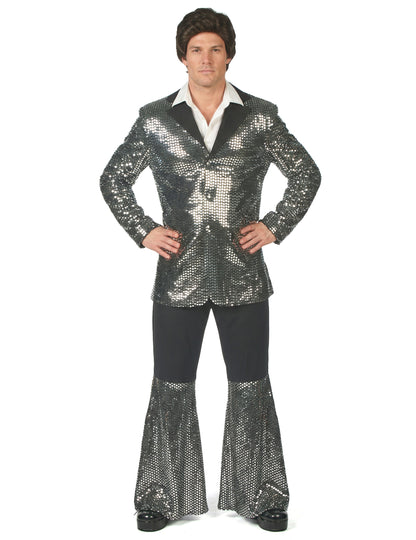 Špičkový pánský stříbrný disco kostým