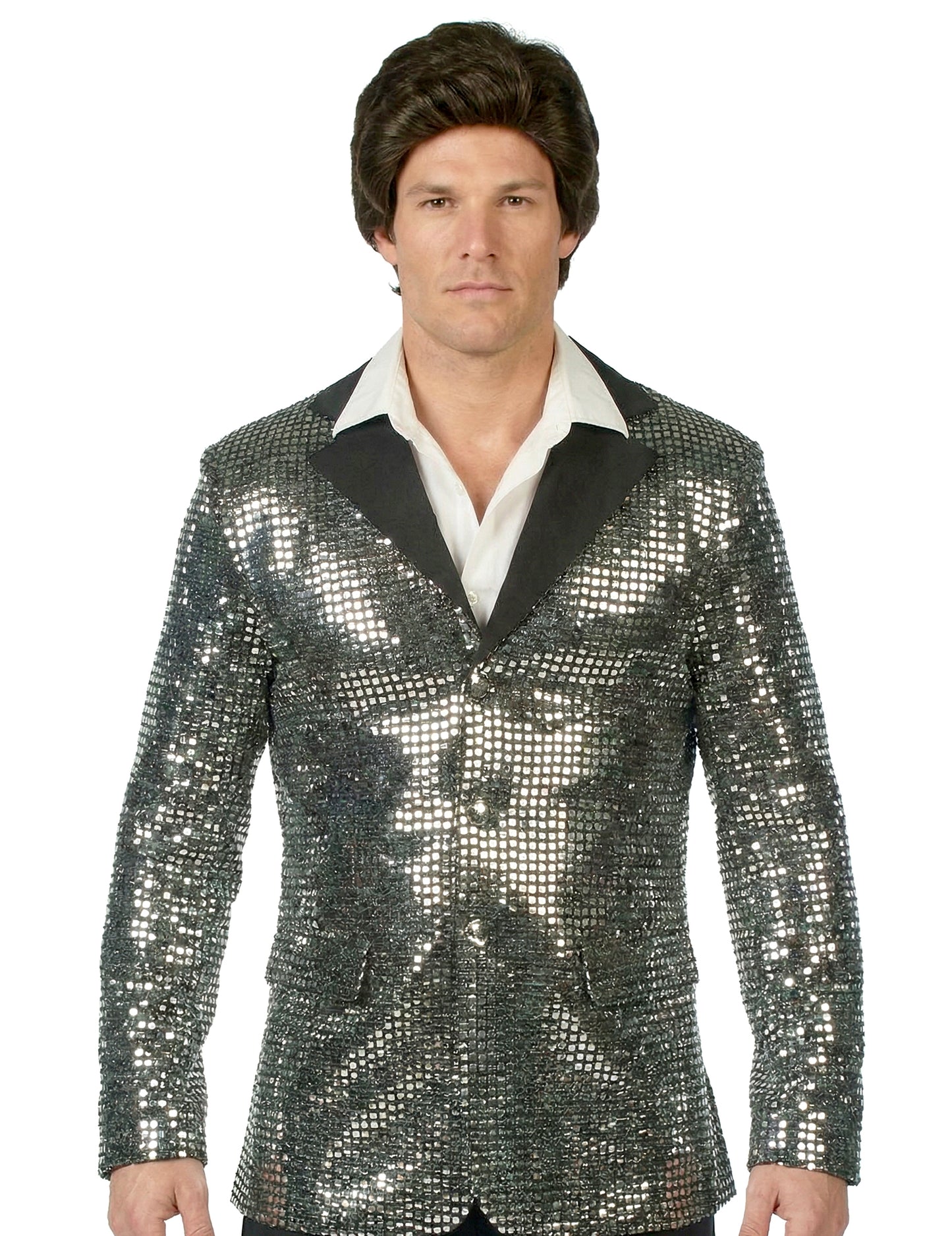 Špičkový pánský stříbrný disco kostým