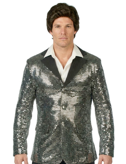 Špičkový pánský stříbrný disco kostým