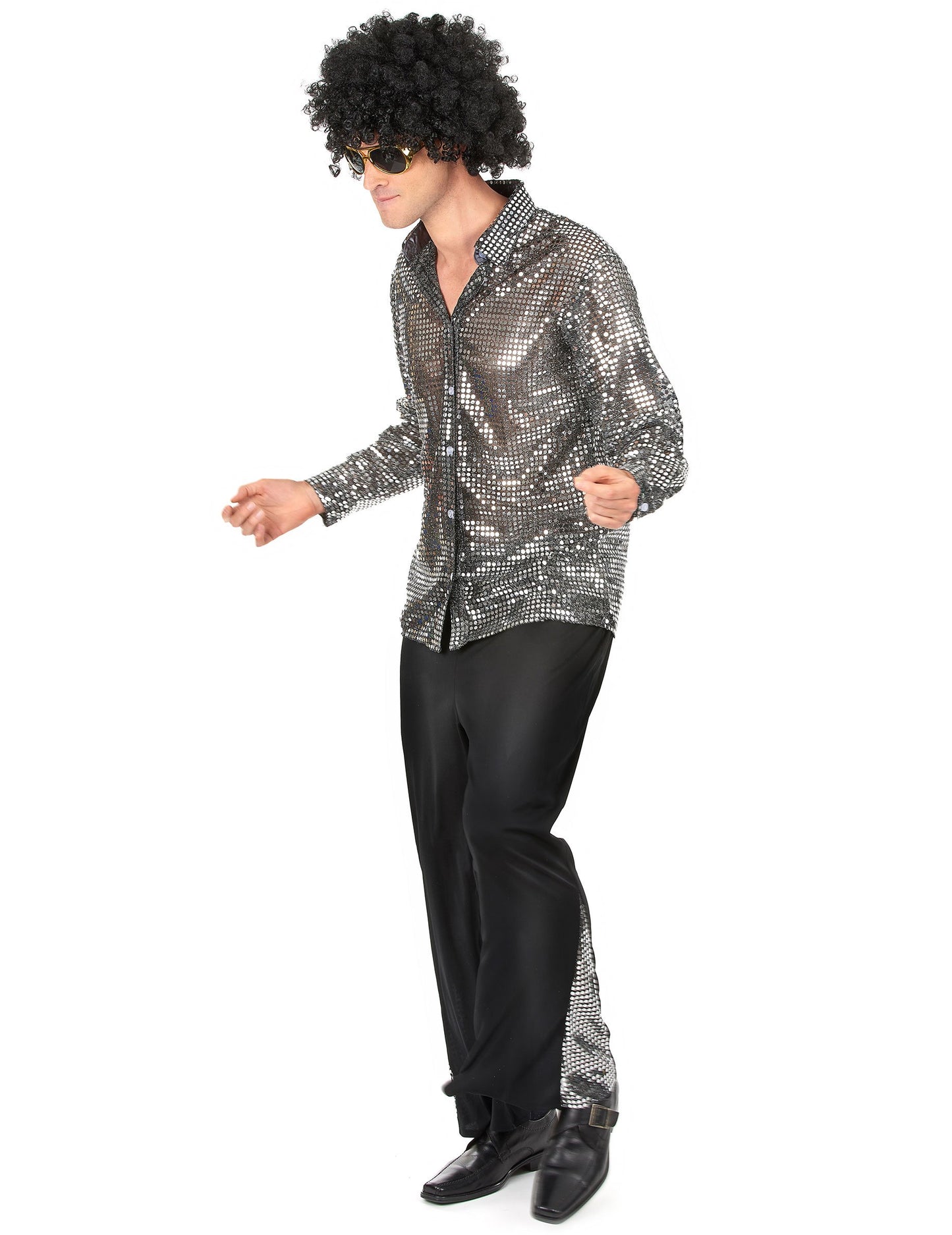 Vue de profil du déguisement disco pour homme