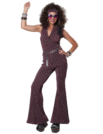 Disco-Queen Damenkostüm 70er-Jahre Faschings-Verkleidung rot-silber