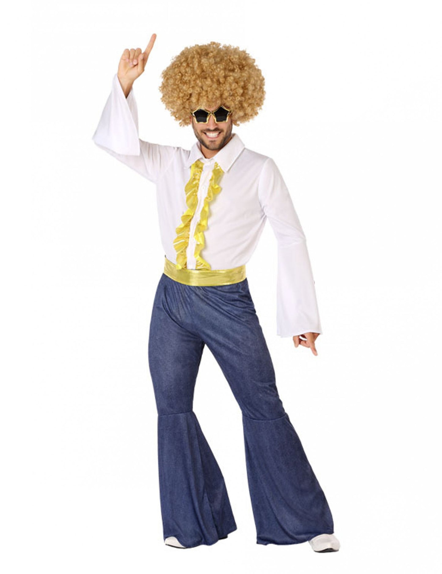 Kostým disco s efektem džínoviny a zlaté barvy pro muže 