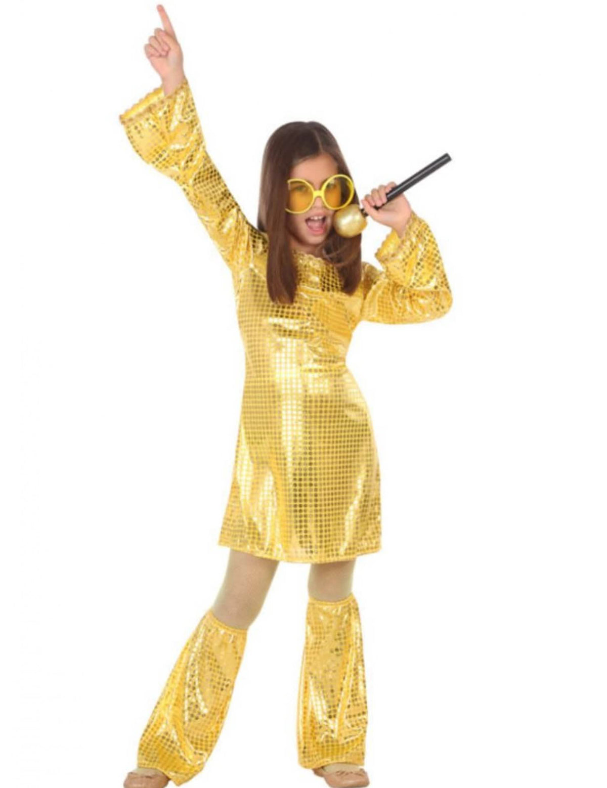 disco kostým pro dívku zlatý s třpytkami