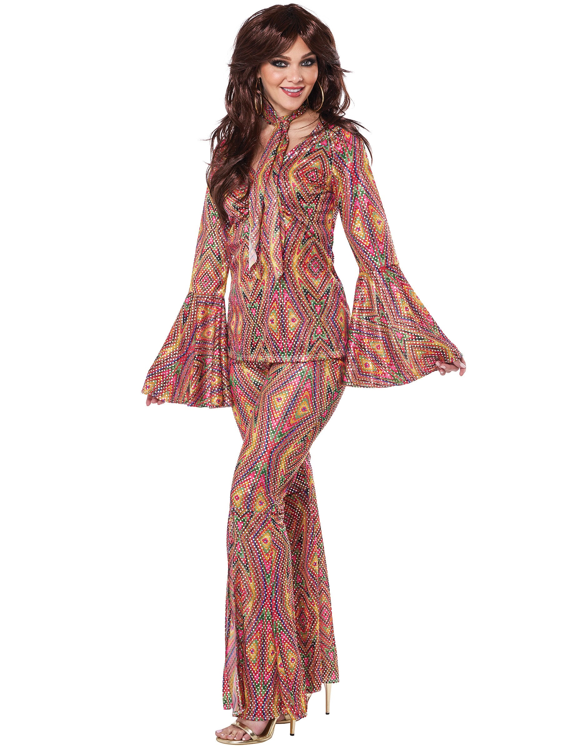 Vue de trois-quarts du déguisement Disco Paillette pour femme