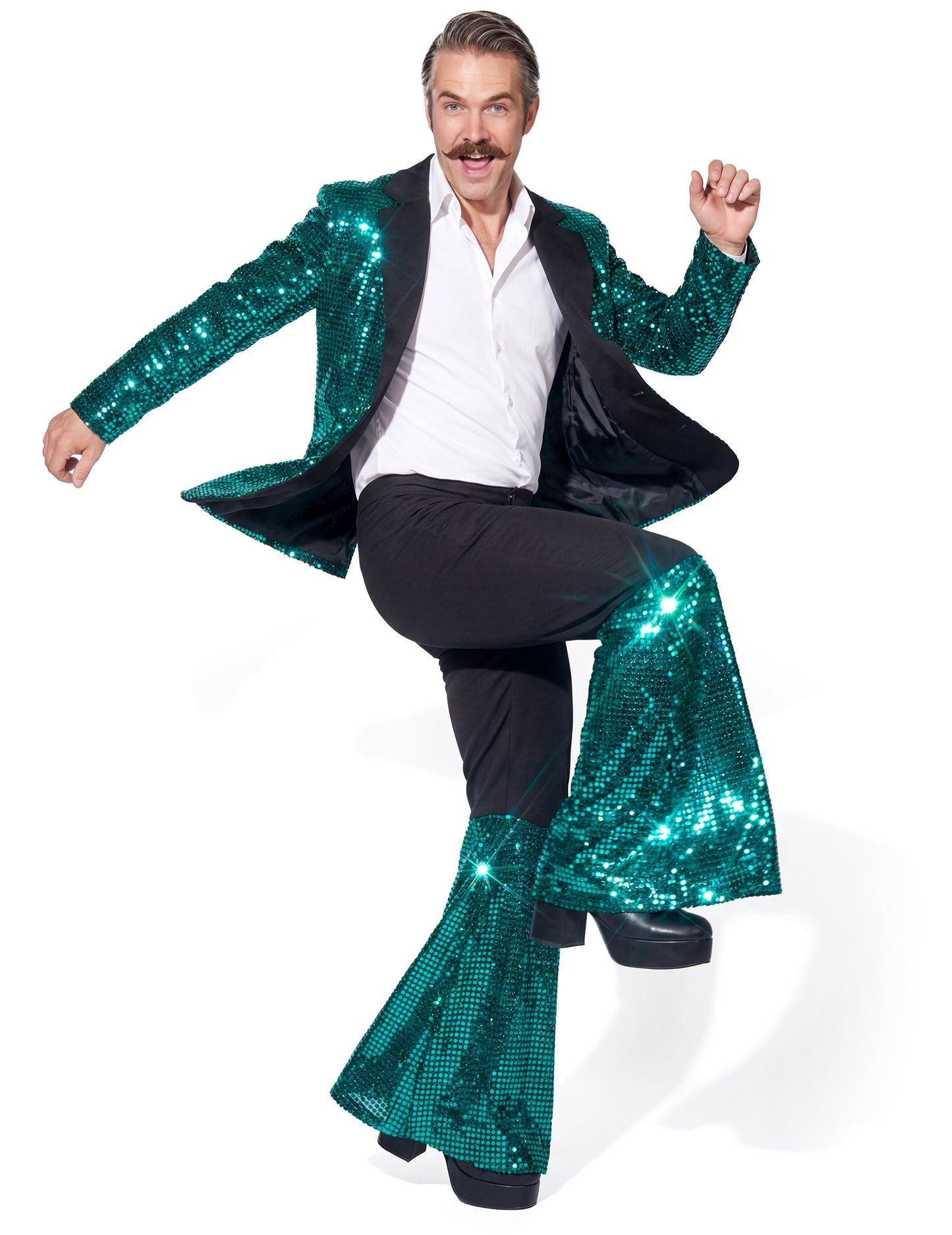 Špičkový tyrkysový disco kostým pro muže