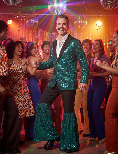 Špičkový tyrkysový disco kostým pro muže