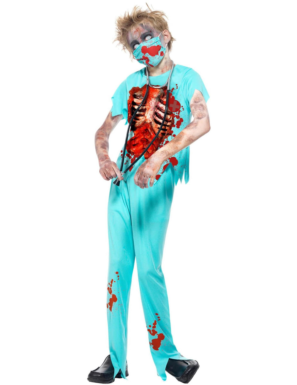 Přední pohled na kostým zombie doktora pro dítě