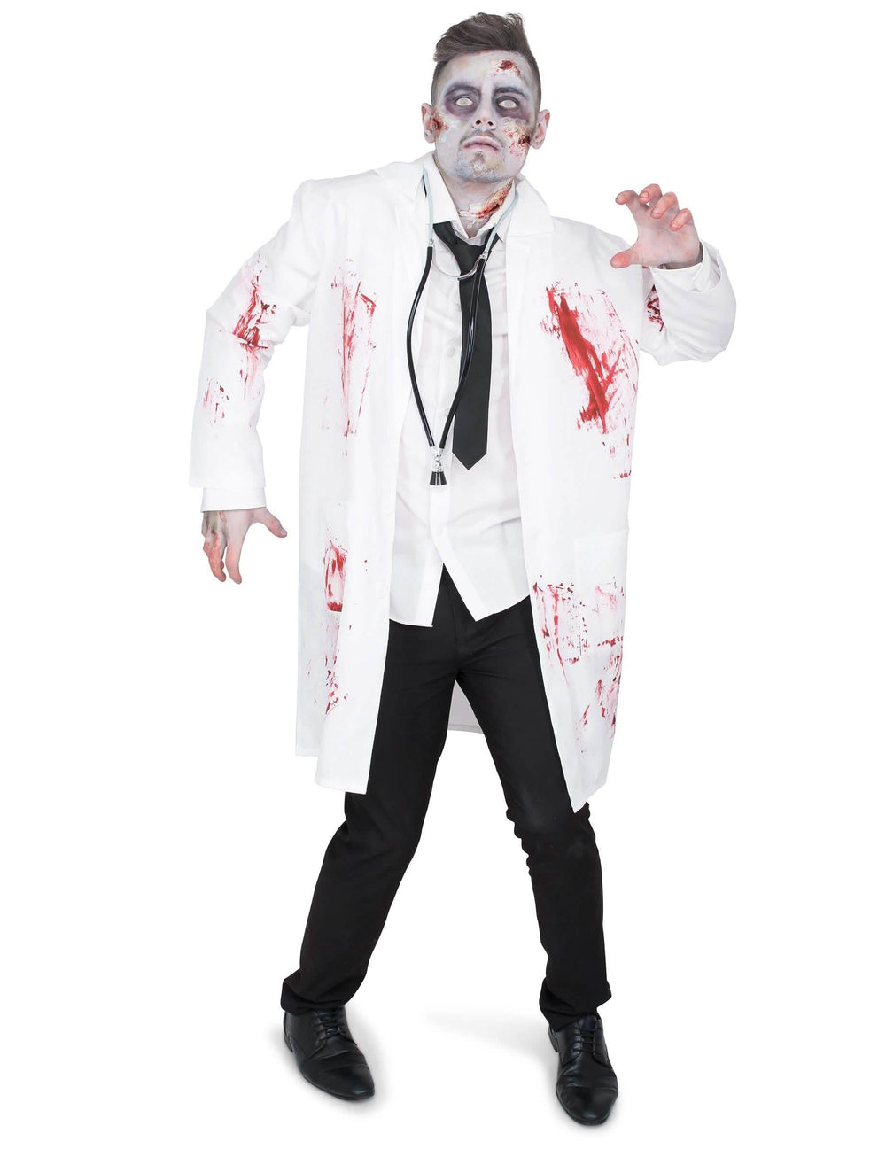 Kostým zombifikovaného doktora pro bílá muž s krvavým stetoskopem