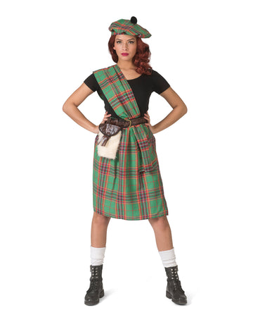 Schottisches Damenkostüm für Fasching Länder-Kostüm grün-rot