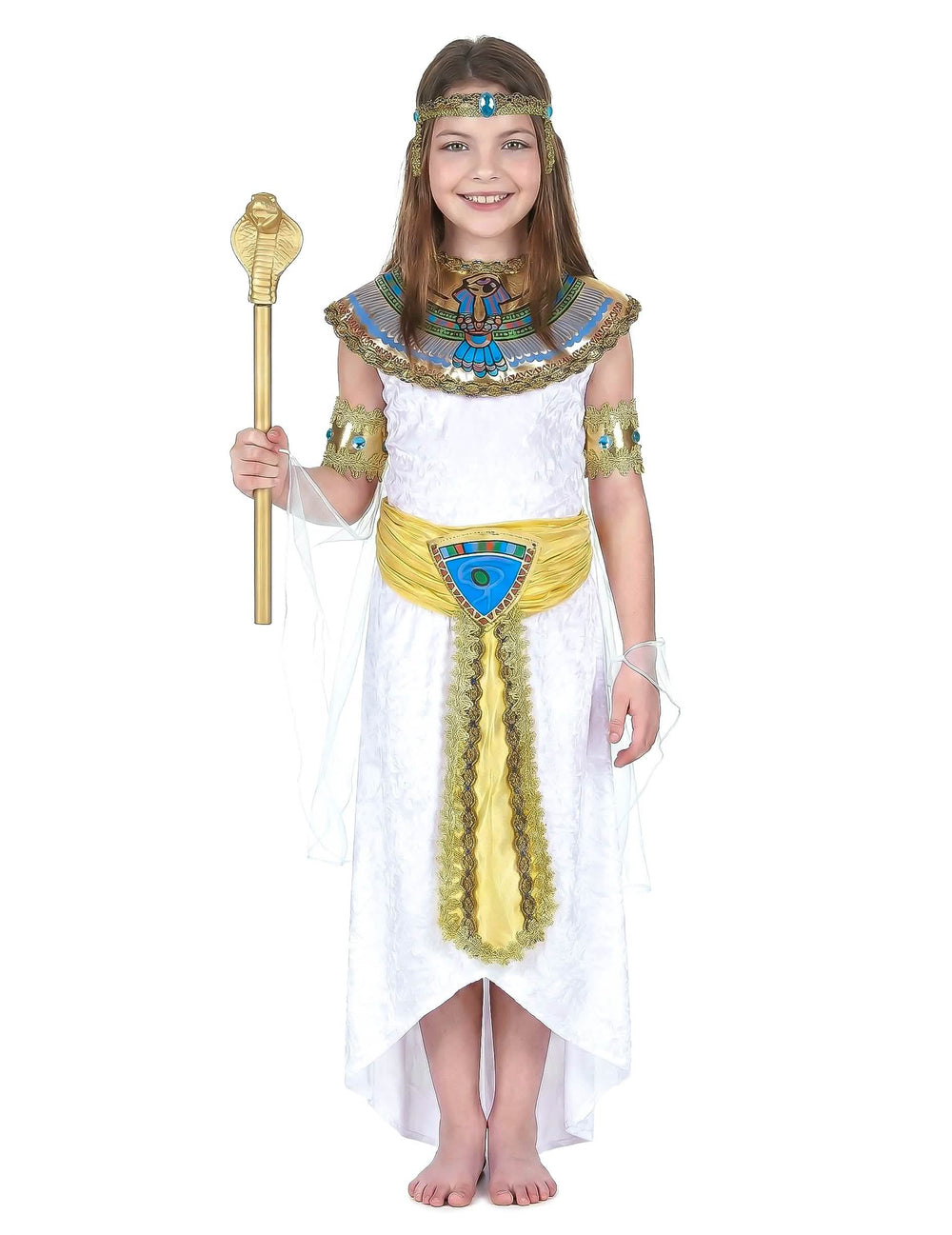 Pohled zepředu na egyptský kostým pro dívka