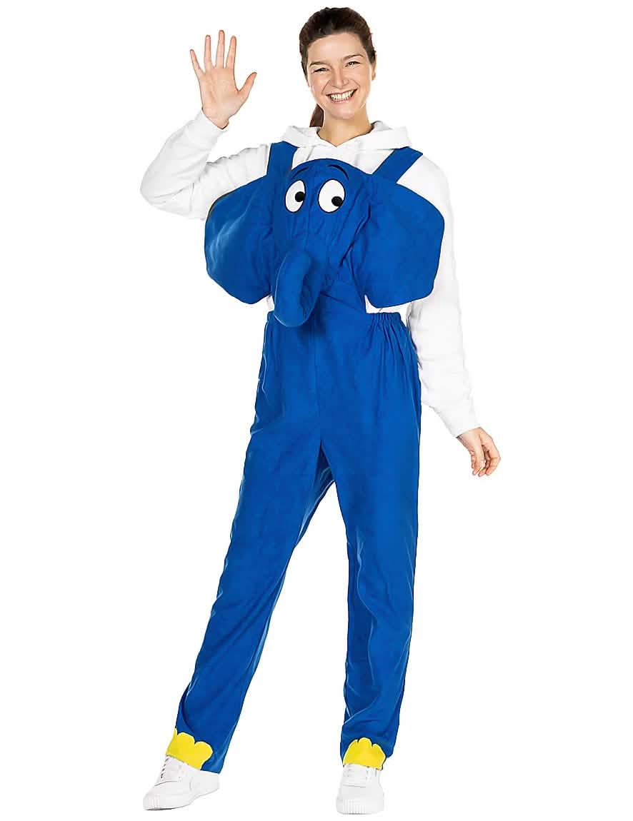 Kostým slona Die Maus pro dospělý modrá styl laclové kalhoty