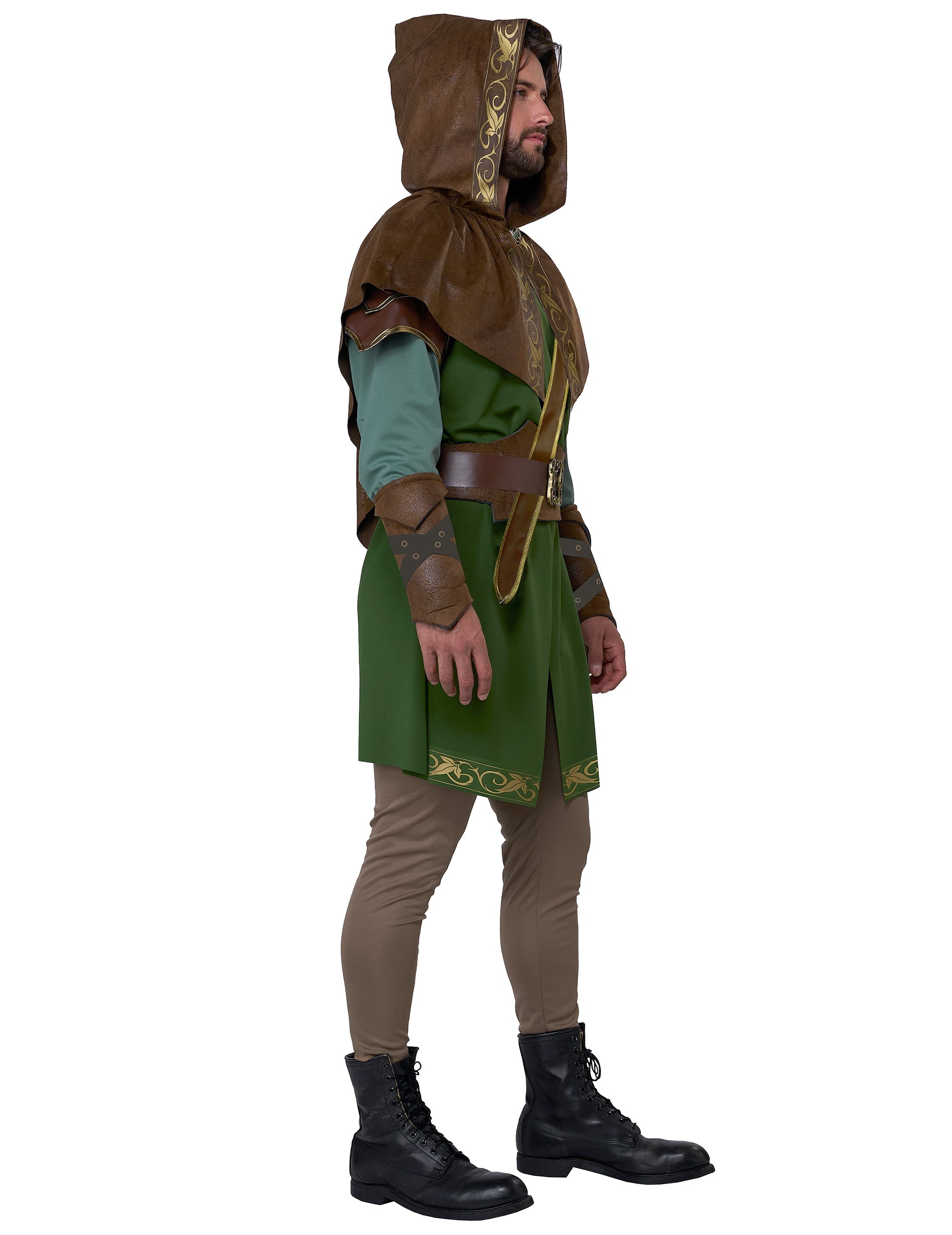 Vue de profil du déguisement elfe archer pour adulte