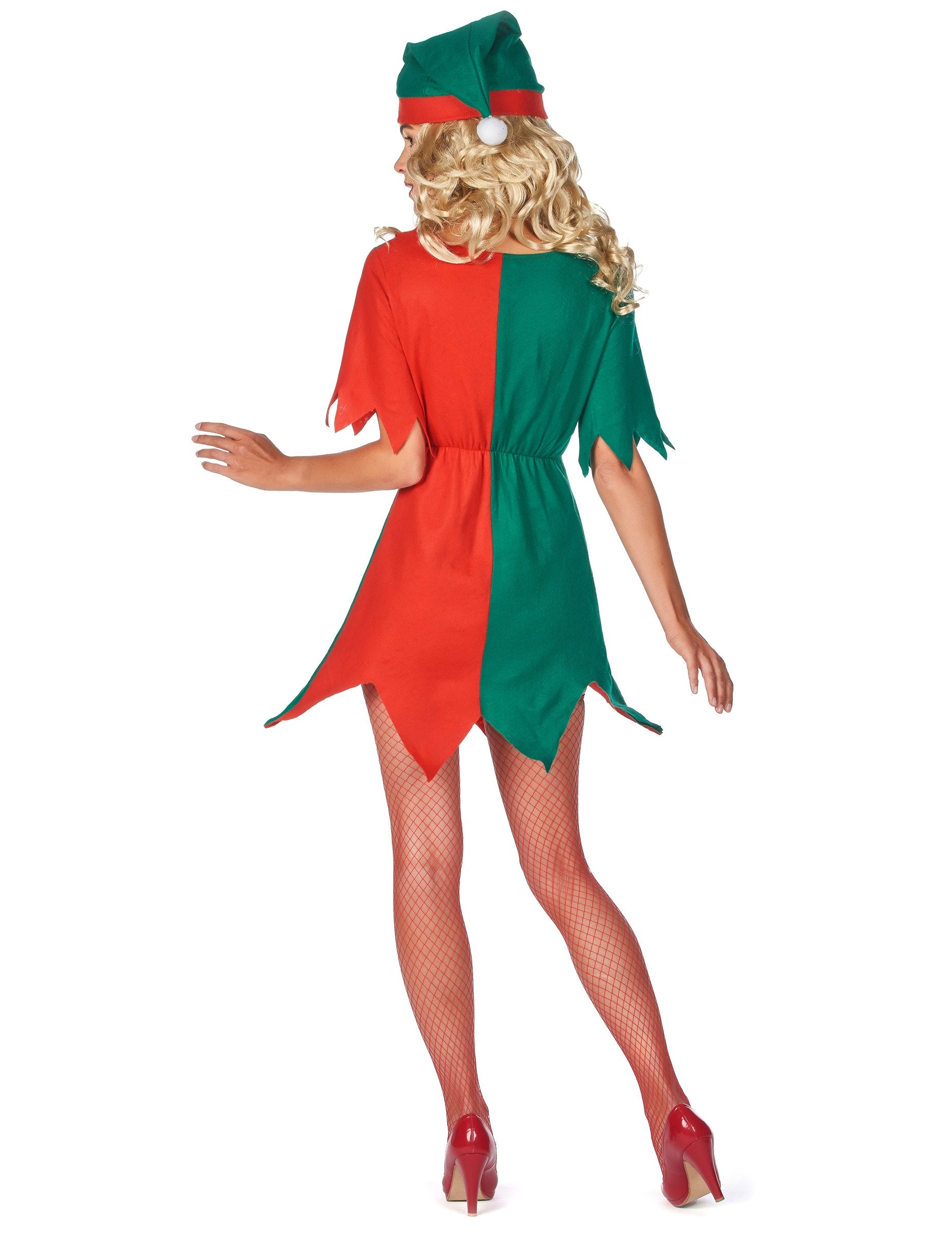 Pohled zezadu na kostým vánočního elfíka