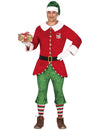 Déguisement elfe de Noël pour homme rouge et vert avec bonnet