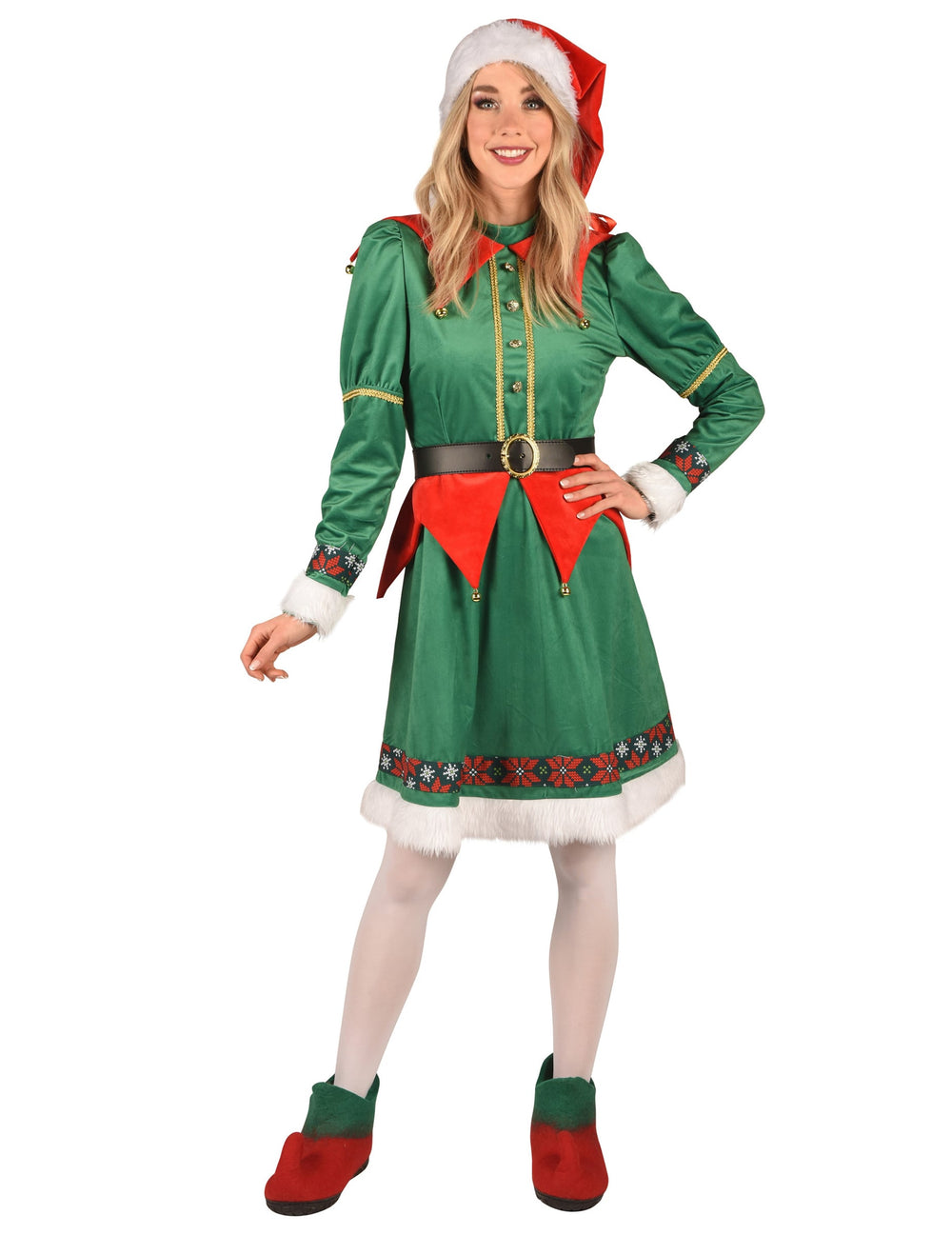 Vue d'ensemble du déguisement Elfe de Noël luxe