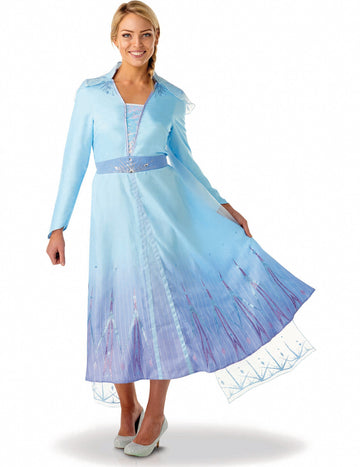 Déguisement Elsa La Reine des neiges 2 pour femme bleu clair avec motifs pailletés
