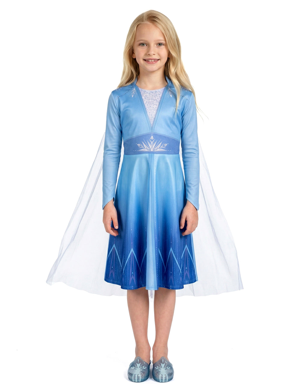 Vue de face du déguisement Elsa Reine des Neiges 2