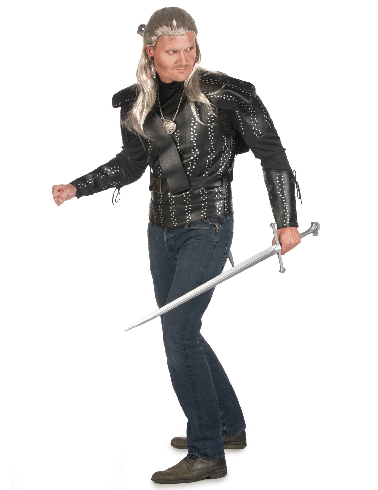 Cosplay Hexer-Kostüm Halloween-Verkleidung schwarz-silberfarben