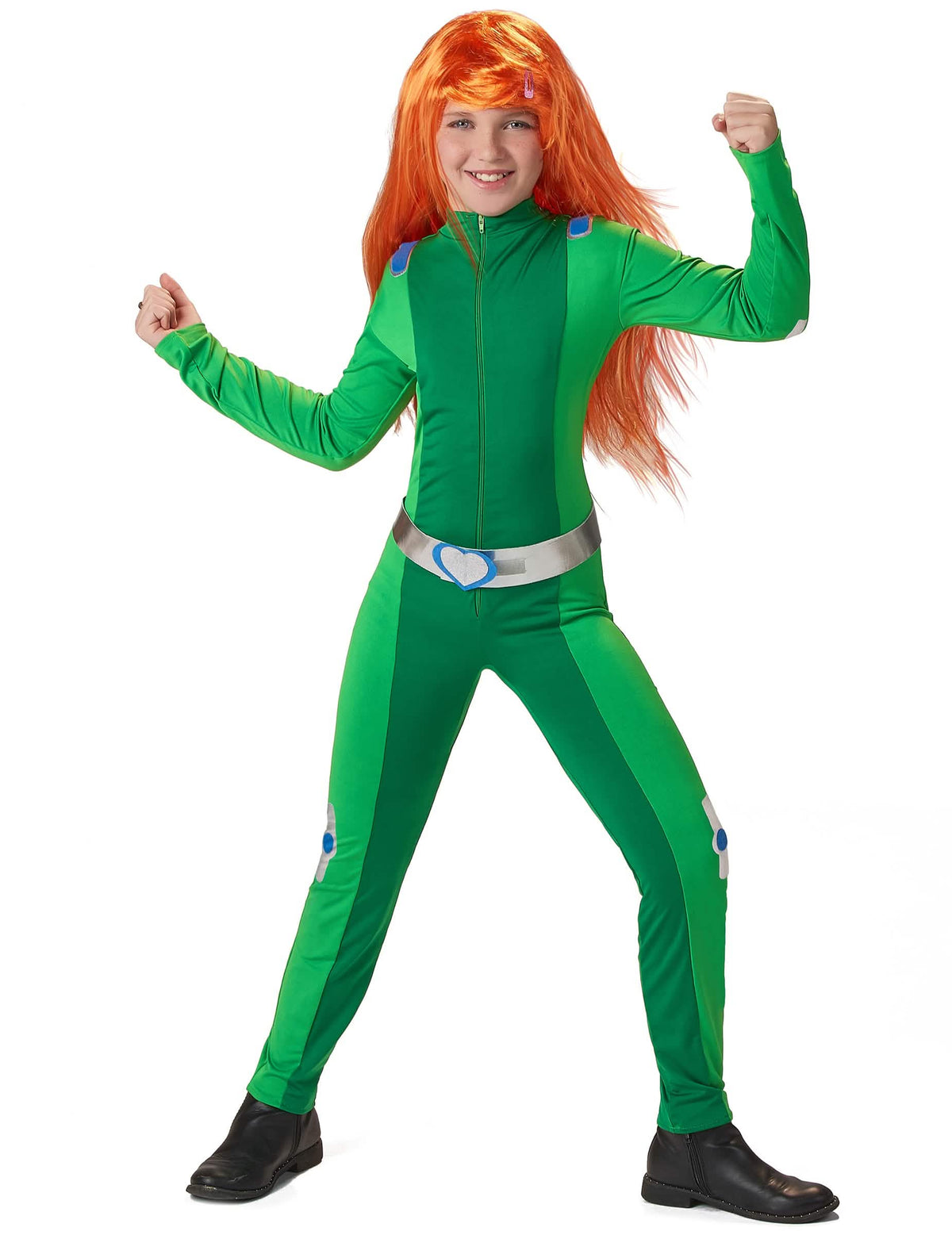 Kostým Totally Spies Sam pro dívku zelená s páskem se stříbrným srdcem