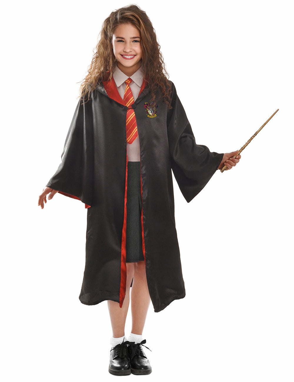 Déguisement et accessoires Hermione pour enfant noir et rouge avec baguette magique