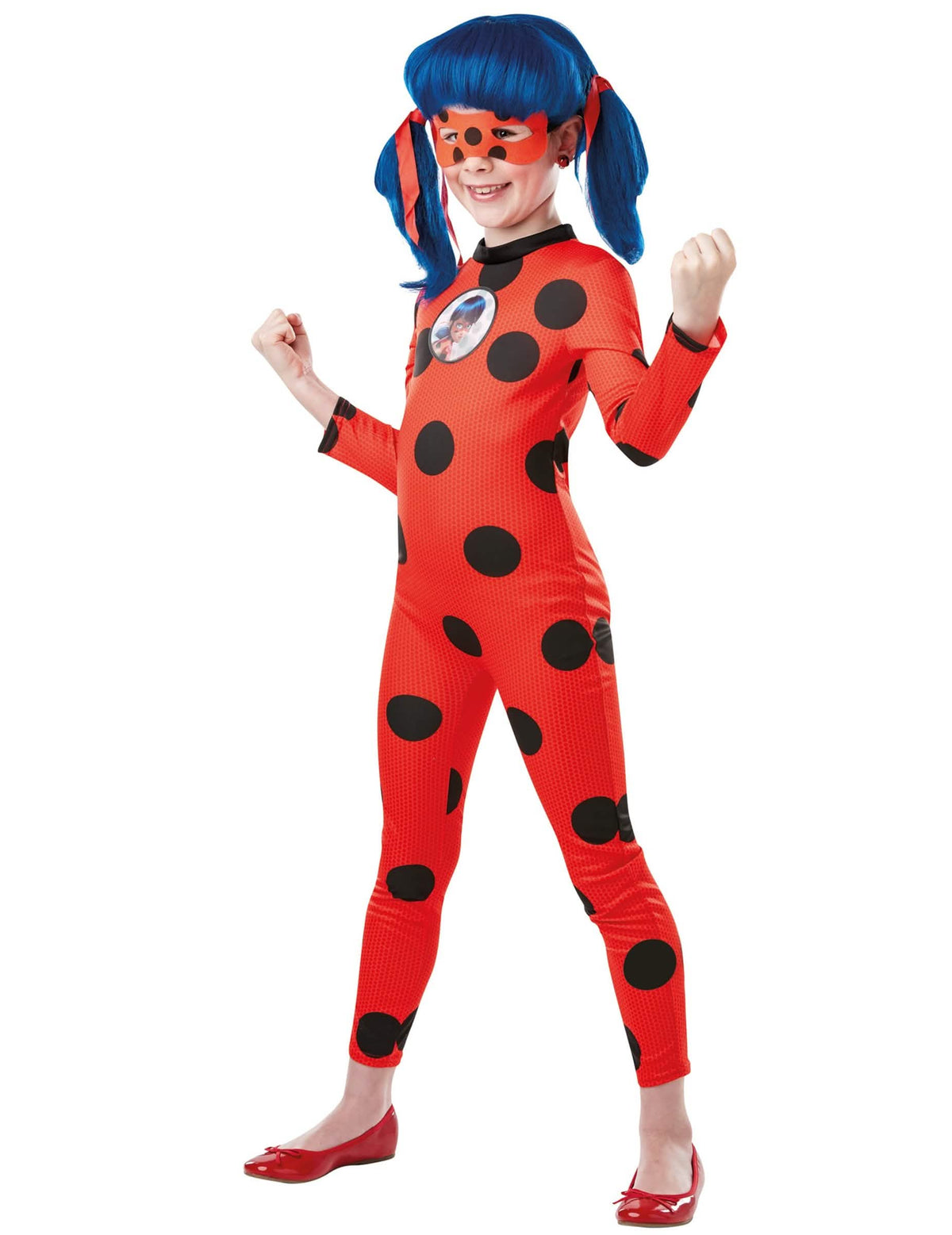 Kostým a maska Miraculous Ladybug pro dívku červená s černými puntíky