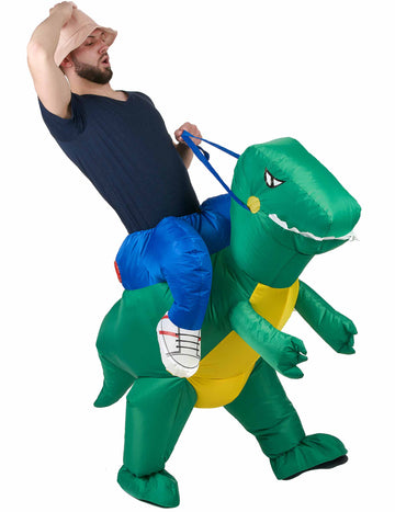 Kostým pro dospělé s dinosaurem a průzkumníkem