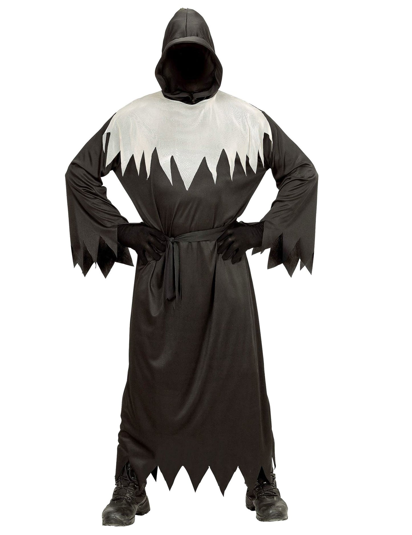 Vue de face du déguisement faucheuse terrifiante pour enfant