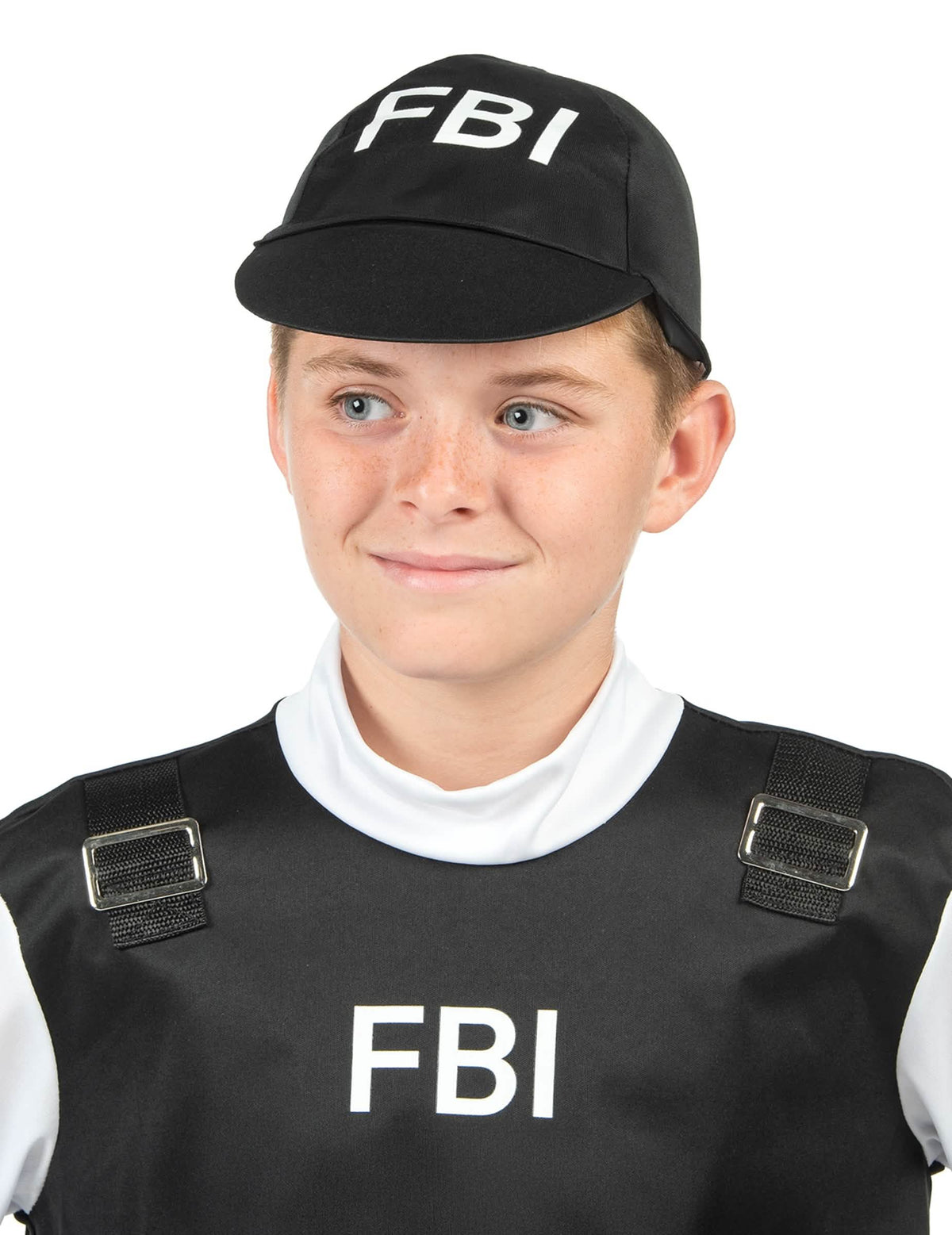 Detailní záběr na čepici kostýmu FBI pro dítě