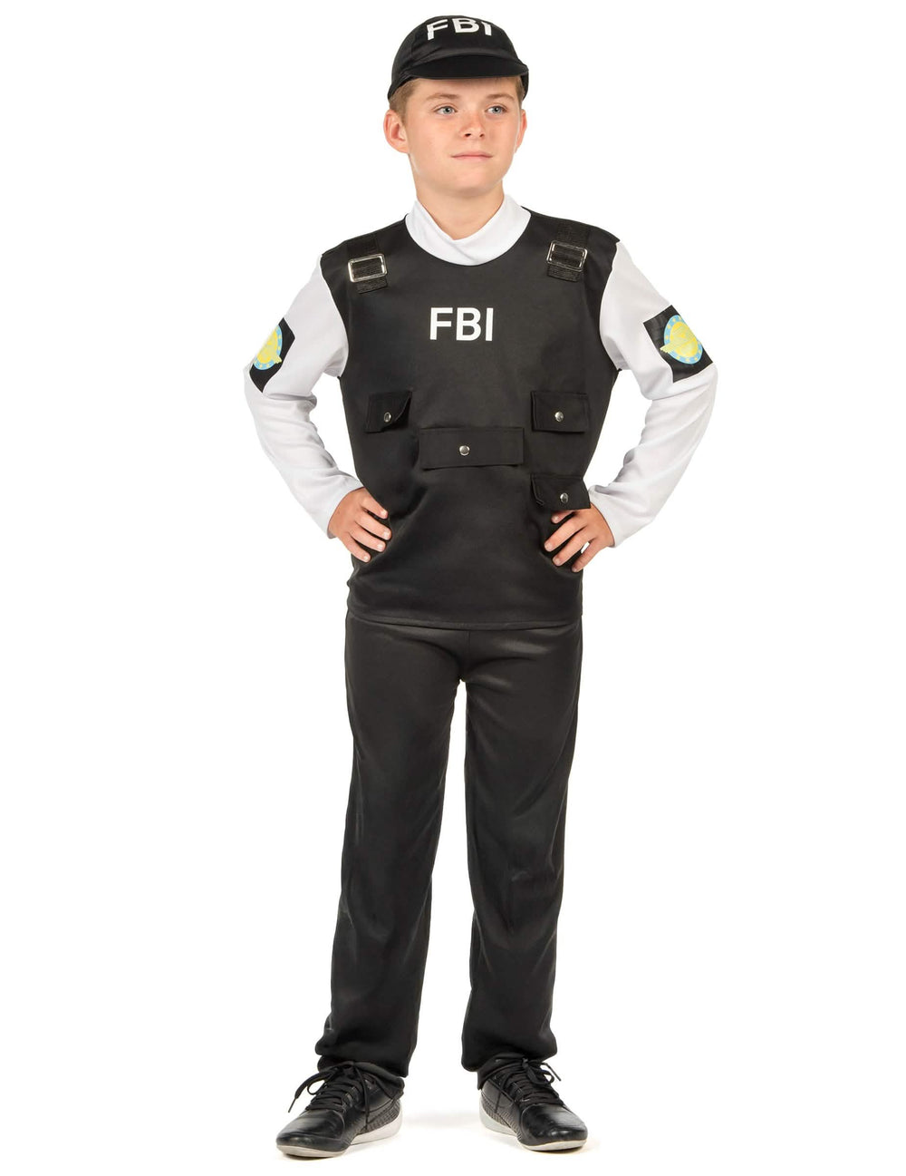 Pohled zepředu na kostým FBI pro dítě