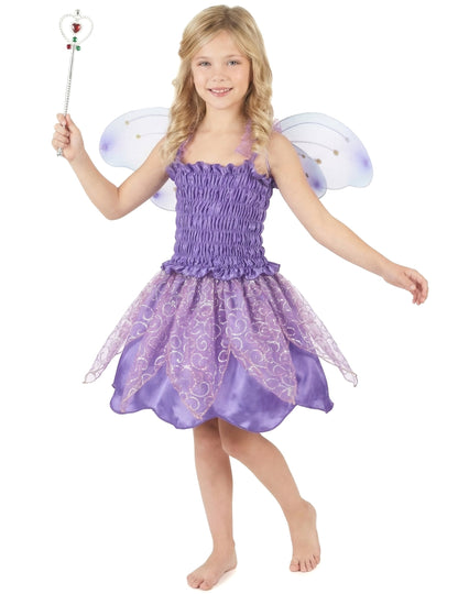 Vue d'ensemble du déguisement de fée violette pour fille