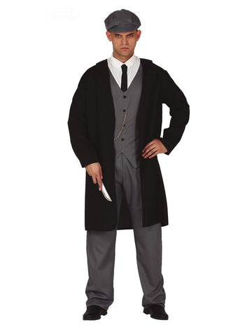 20er-Jahre Gangster-Kostüm für Herren Faschings-Verkleidung schwarz-grau