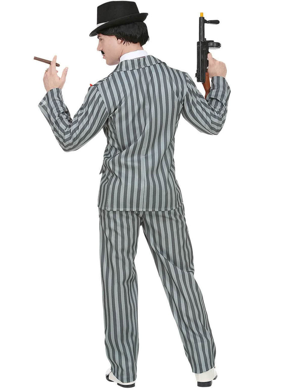 Pohled zezadu na newyorský gangsterský kostým