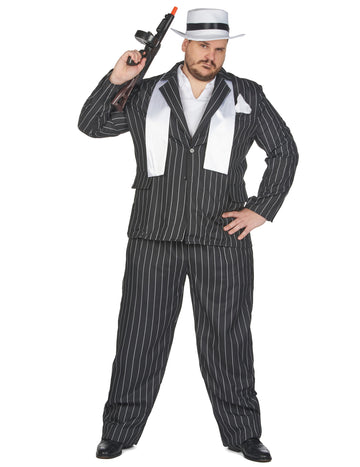Gangster Kostüm für Herren Plus Size schwarz-weiß