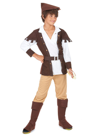 Hnědo-béžový kostým lesního chlapce